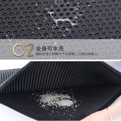ブラック 猫砂マット 60×90cm 滑り止め トイレマットの画像
