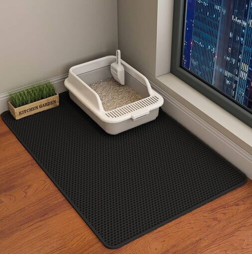 ブラック 猫砂マット 60×90cm 滑り止め トイレマット