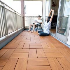 【店頭引き取り限定】MINO 彩木スナップデッキ４個セット 296mm×296mm×44mm KR 唐茶(からちゃ)/DIY/ウッドデッキ／リフォームの画像