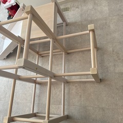 木製ジャングルジム　白　すべり台の画像