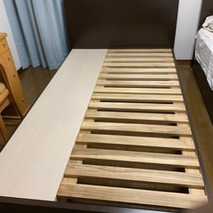 セミダブルベッドフレーム　ダークブラウン　収納付きの画像