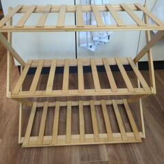 竹製シューズラック(折りたたみ可)