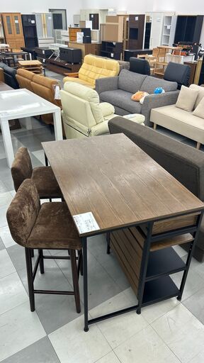 ★ジモティ割あり★  ダイニングテーブルセット ブラウン H85×D75×W120 クリーニング済み TC2014