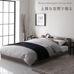 セミダブル【照明＆棚付きローベッド 『Famite ファミーテ』グレージュ】(RASIK)の画像