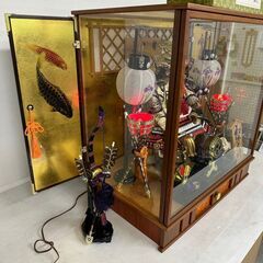 五月人形 ガラスケース オルゴール付 兜飾り 15号 端午の節句 N0435の画像