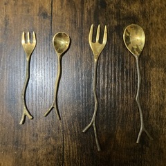 銅のスプーンフォークセット4点