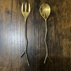 銅のスプーンフォークセット4点の画像