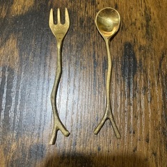 銅のスプーンフォークセット4点の画像