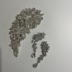 ヘアアクセサリー　花嫁　ブライダル　ヘッドドレス　ピアス　セット　プレ花嫁の画像