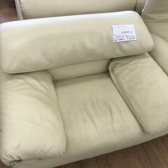 ★ジモティ割あり★ Poltromec ポルトロメック ジェミニ 本革 シングルソファ ホワイト H73×W108×D88 クリーニング済み KJ6781の画像