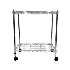24Y752 ジ 2段メタルラック キャスター付 インテリア 家具 棚 高さ62×幅54×奥行34cm 中古品 の画像