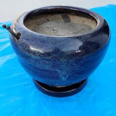 火鉢　藍色　昭和レトロの画像