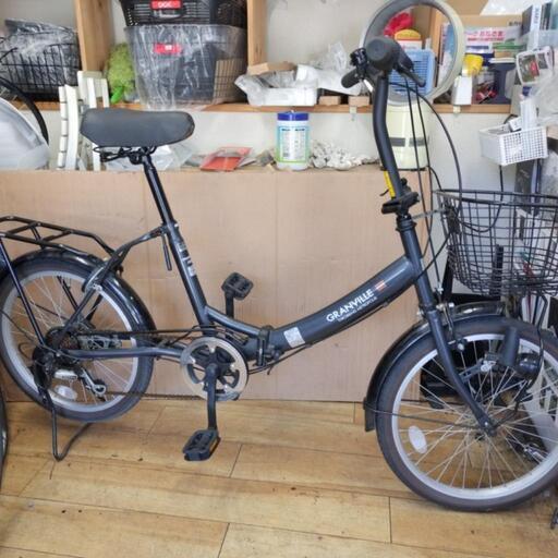 [受渡し完了しました] 20インチ 折り畳み自転車 6段変速 両立スタンド 籠  LEDライト付 整備済