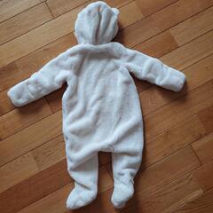 baby GAP アウター 70 足付きアウター カバーオール　白　ふわふわの画像