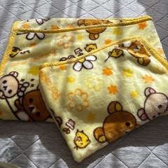 リラックマ　シングル毛布、膝掛けセット　お話中