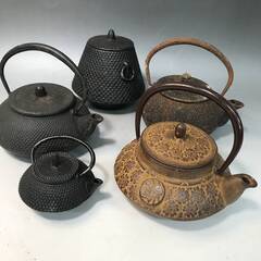 🌏🌏🌏豆鉄瓶/釡 まとめて5点 南部鉄器 岩鋳 茶道具 煎茶道具...