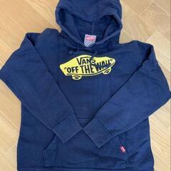 パーカー スウェット　L 紺 ネイビー　イエロー　マスタード　バンズ　vans スケボー　パーカ　フーディー　スケーター　スケートの画像
