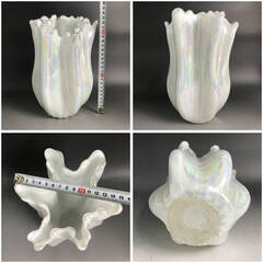 🌏🌏🌏硝子花瓶 まとめて7点 花器 焼き物 在銘 フラワーベース 陶器 陶磁器 華道具 茶道具 花入 硝子花生(フリル/色ガラス)🌏🌏🌏の画像