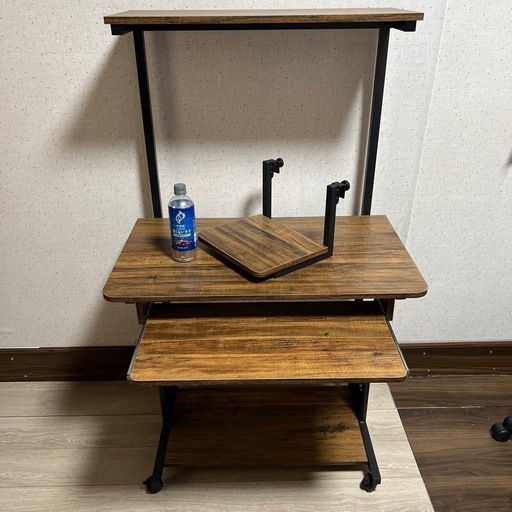 机 デスク　ウォールナット　パソコン　pc