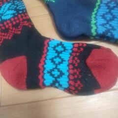 スキー用  靴下  赤青 ２本組  子ども用の画像