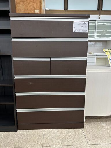 ★ジモティ割あり★  チェスト 茶 H128×D42×W80 クリーニング済み TJ9574