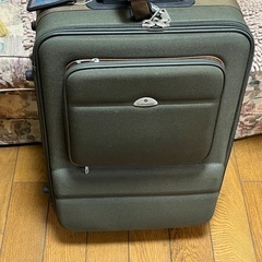 サムソナイトのソフトスーツケースを黒・緑のセットでの画像