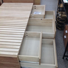 【シングルベッド】シングルベッド アイランド株式会社 檜すのこベッド 引き出し 大型引出 BOX チェストベッド  :ブラウンの画像