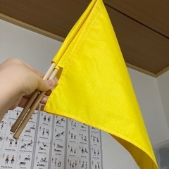 黄色い旗2本