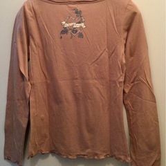 TK 薄手 Tシャツ 茶 無地 重ね着 ボタン シンプルの画像