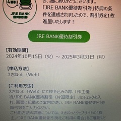 JREBANK 優待割引券　JR東日本乗車券40％OFF