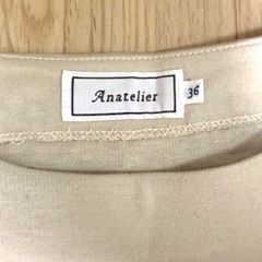 Anatelier アナトリエ　五分袖　ワンピース　膝丈　無地　ベージュ　ストーン　ポケット　レディース　女性　の画像