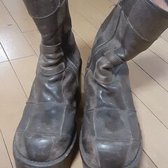 本革厚底ブーツ