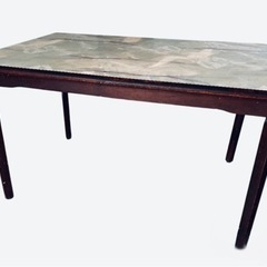 【11/27投稿終了】大理石模様 ダイニングテーブル 石目天板 昭和レトロ 木製 ビンテージ ヴィンテージ　アンティーク　テーブルの画像