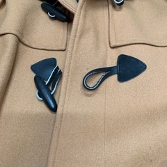 古着　レトロ　ベージュ ダッフルコート フード付き ウール混合の画像