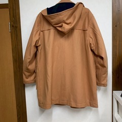 古着　レトロ　ベージュ ダッフルコート フード付き ウール混合の画像