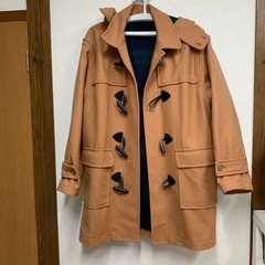 古着　レトロ　ベージュ ダッフルコート フード付き ウール混合