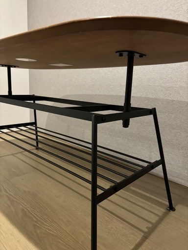 【値下げ】テーブル　B-COMPANY リビング　高さ調整　カフェ　ウッド　インダストリアル 