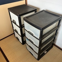 押入れ収納　2個セット（引き出し、クリヤーケース、小物入れ、衣類収納棚）の画像