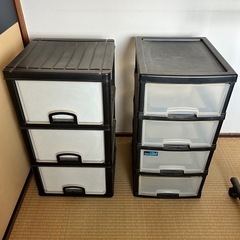 押入れ収納　2個セット（引き出し、クリヤーケース、小物入れ、衣類...