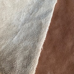 ①特殊生地　高級感あふれるファー×スウェード調仕上げ ファブリック 茶