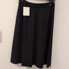 【新品】PLSTプラステ　レーヨングログランAラインスカート　黒
