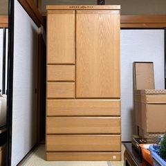 木製ベビーダンス　野田家具　キッズ衣類収納クローゼット　2分割　...