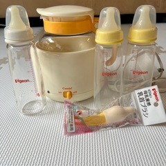 調乳じょ〜ず＋Pigeon哺乳瓶３本（プラ２、ガラス1）、乳首洗...