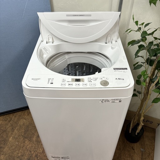 I469 ? 2022年製の美品♪ SHARP 洗濯機 （4.5㎏） ⭐ 動作確認済 ⭐ クリーニング済
