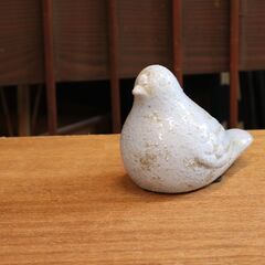 アンティーク雑貨 陶器製 鳥 置物 オブジェ ブルー バード 小...