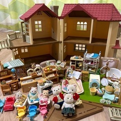 【価格変更】シルバニア/赤い屋根の大きなおうち/お人形/家具/小物