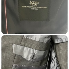 Adam & Eve チェック柄スーツ ダークグレーの画像