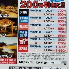 水春　クーポン券　11/30までの画像