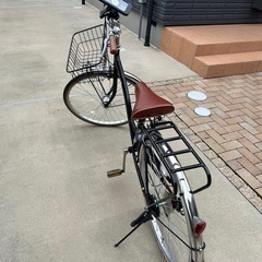 自転車 6段階ギア ブラック 黒 かご付きの画像