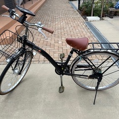 自転車 6段階ギア ブラック 黒 かご付き